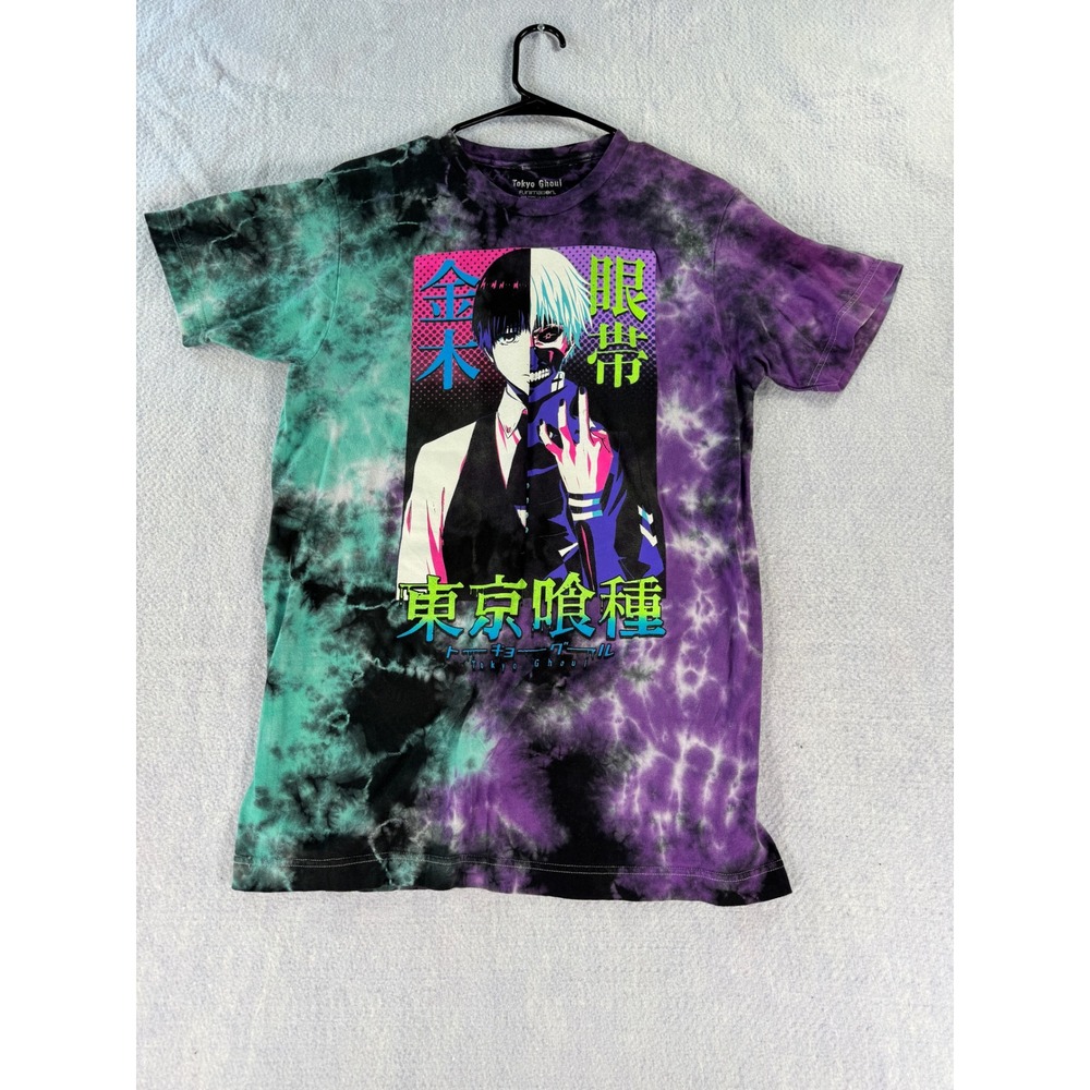 Tokyo Ghoul Ken Kaneki Tie Dye Graphic T-Shirt Purple Teal Small Funimation